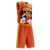 Custom Orange White Pattern Basketball Jersey