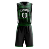 Custom Black Kelly Green Pattern Basketball Jersey