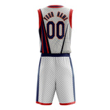 Custom White Navy Pattern Basketball Jersey