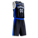 Custom Navy White Pattern Basketball Jersey