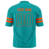 Custom Aqua Orange Solid Colour Football Jersey