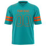 Custom Aqua Orange Solid Colour Football Jersey