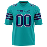 Custom Aqua Navy Solid Colour Football Jersey