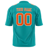 Custom Aqua Orange Solid Colour Football Jersey