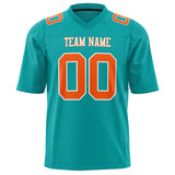 Custom Aqua Orange Solid Colour Football Jersey