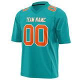 Custom Aqua Orange Solid Colour Football Jersey