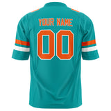 Custom Aqua Orange Solid Colour Football Jersey