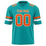 Custom Aqua Orange Solid Colour Football Jersey