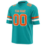 Custom Aqua Orange Solid Colour Football Jersey