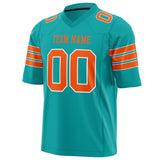 Custom Aqua Orange Solid Colour Football Jersey