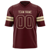 Custom Burgundy Cream Solid Colour Football Jersey