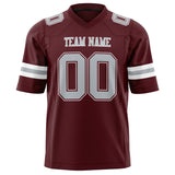 Custom Burgundy Gray Solid Colour Football Jersey