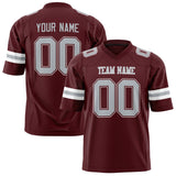 Custom Burgundy Gray Solid Colour Football Jersey