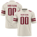 Custom Cream Maroon Solid Colour Football Jersey