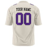 Custom Cream Purple Solid Colour Football Jersey