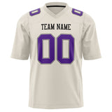 Custom Cream Purple Solid Colour Football Jersey