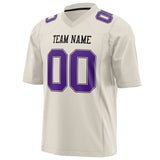 Custom Cream Purple Solid Colour Football Jersey