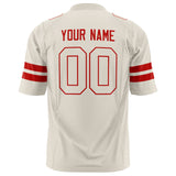 Custom Cream Red Solid Colour Football Jersey