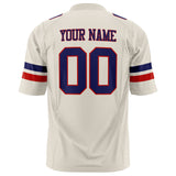 Custom Cream Navy Solid Colour Football Jersey