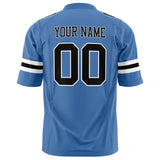 Custom Electric Blue Black Solid Colour Football Jersey