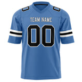 Custom Electric Blue Black Solid Colour Football Jersey