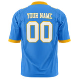 Custom Electric Blue White Solid Colour Football Jersey