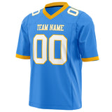 Custom Electric Blue White Solid Colour Football Jersey