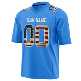 Custom Electric Blue Cream Solid Colour Football Jersey