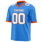 Custom Electric Blue White Solid Colour Football Jersey