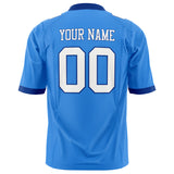 Custom Electric Blue White Solid Colour Football Jersey