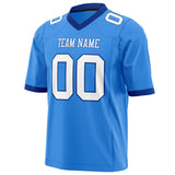 Custom Electric Blue White Solid Colour Football Jersey