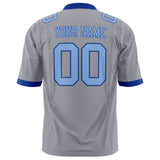 Custom Gray Light Blue Solid Colour Football Jersey