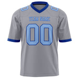 Custom Gray Light Blue Solid Colour Football Jersey