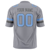 Custom Gray Light Blue Solid Colour Football Jersey