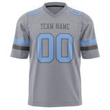 Custom Gray Light Blue Solid Colour Football Jersey