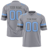 Custom Gray Light Blue Solid Colour Football Jersey