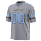 Custom Gray Light Blue Solid Colour Football Jersey