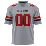 Custom Gray Red Solid Colour Football Jersey