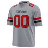 Custom Gray Red Solid Colour Football Jersey