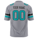 Custom Gray Teal Solid Colour Football Jersey