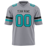 Custom Gray Teal Solid Colour Football Jersey