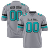 Custom Gray Teal Solid Colour Football Jersey