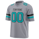 Custom Gray Teal Solid Colour Football Jersey