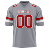 Custom Gray Red Solid Colour Football Jersey