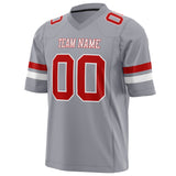 Custom Gray Red Solid Colour Football Jersey