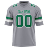 Custom Gray Kelly Green Solid Colour Football Jersey