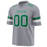 Custom Gray Kelly Green Solid Colour Football Jersey