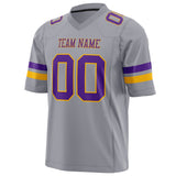 Custom Gray Purple Solid Colour Football Jersey