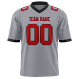 Custom Gray Red Solid Colour Football Jersey