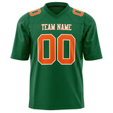 Custom Kelly Green Orange Solid Colour Football Jersey